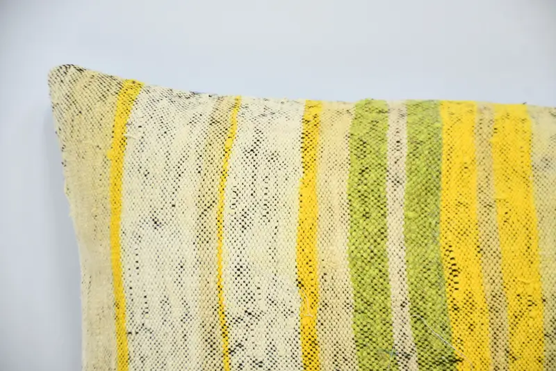 Pillow Cover, Vintage Kilim Throw Pillow, Pillow for Couch, 16x48 Yellow Cushion, Home Decor Pillow, Chair Pillow, Nomadic Cushion - 2