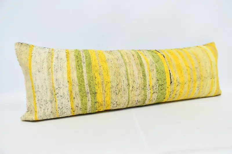 Pillow Cover, Vintage Kilim Throw Pillow, Pillow for Couch, 16x48 Yellow Cushion, Home Decor Pillow, Chair Pillow, Nomadic Cushion - 3