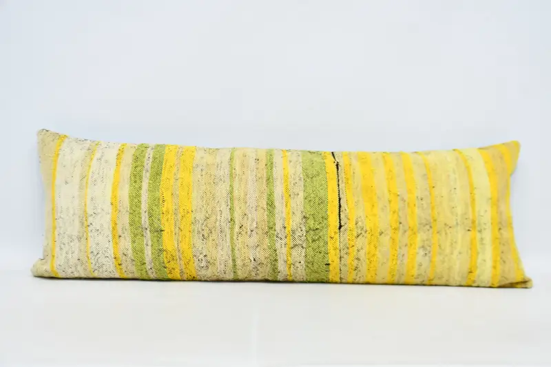 Pillow Cover, Vintage Kilim Throw Pillow, Pillow for Couch, 16x48 Yellow Cushion, Home Decor Pillow, Chair Pillow, Nomadic Cushion - 1
