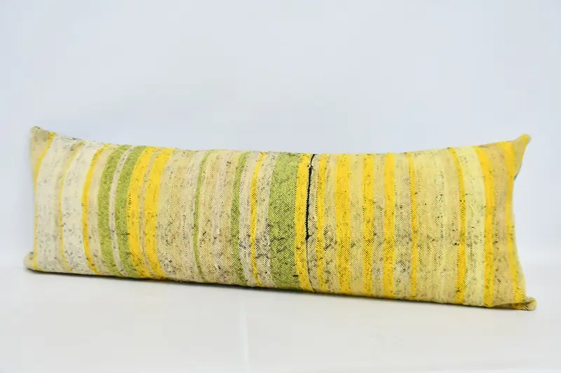 Pillow Cover, Vintage Kilim Throw Pillow, Pillow for Couch, 16x48 Yellow Cushion, Home Decor Pillow, Chair Pillow, Nomadic Cushion - 4
