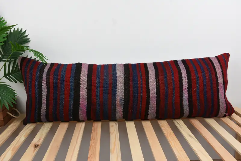 Gift Pillow, Throw Kilim Pillow, Colorful Pillow Sham, Turkish Kilim Pillow, Bohemian Cushion Pillow Cover, Pillow Sham, 16x48 Blue Cushion - 1
