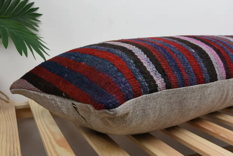 Gift Pillow, Throw Kilim Pillow, Colorful Pillow Sham, Turkish Kilim Pillow, Bohemian Cushion Pillow Cover, Pillow Sham, 16x48 Blue Cushion - 6