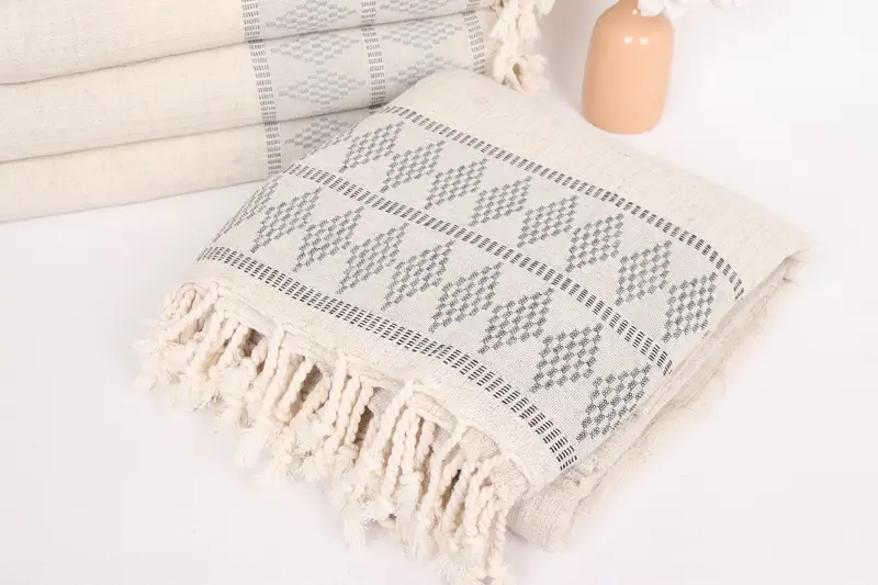 Xmas Gifts, Bridesmaid Gifts, Thanksgiving Tablecloth, Shower Curtain, Boho Throw Blankets, Throw Blanket Couch, 100x88 Linen Kilim Design Towel - 5