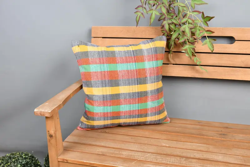 Designer Throw Pillow Case, Kilim Pillow Cover, Pillow Case, Pillow for Sofa, Ethnical Kilim Rug Pillow, 18x18 Green Pillow Case - 1