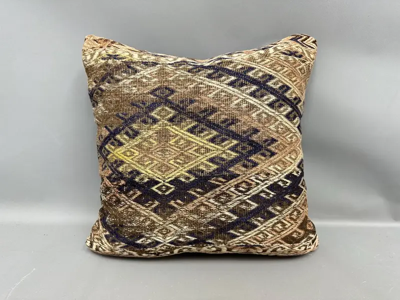 Floor Pillow Sham, Custom Cushion, Turkish Kilim Pillow, Home Decor Pillow, Kilim Pillow, Chair Cushion, 20x20 Brown Cushion, Pillow - 4