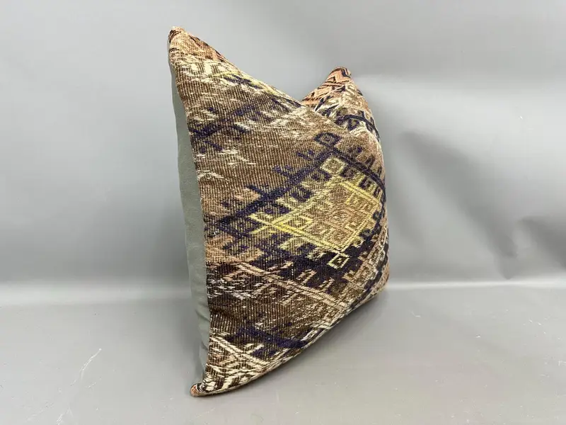 Floor Pillow Sham, Custom Cushion, Turkish Kilim Pillow, Home Decor Pillow, Kilim Pillow, Chair Cushion, 20x20 Brown Cushion, Pillow - 2