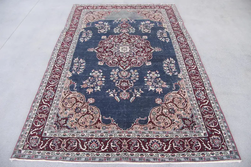 ブルー & レッド ストライプ ラグ、187x282 cm エレガントなデザイン