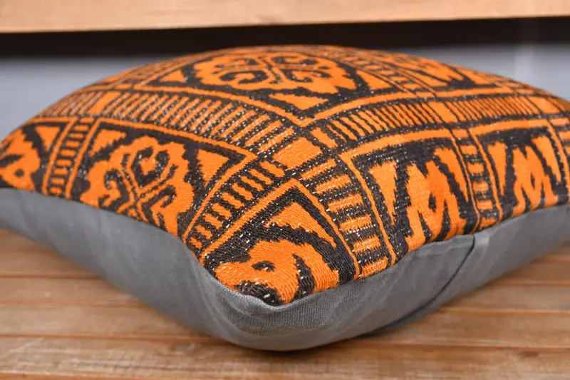 Özel yastık örtüsü, açık veranda yastık kılıfı, Kilim yastık kapağı, boho yastık, yastık kılıfı, 20x20 turuncu yastık kılıfı, Türk yastığı - 3