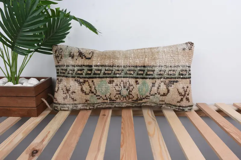 Sofa Bolster Cushion, Kilim Pillow, 12x24 Beige Cushion Cover, Cushion Case, Designer Throw Cushion, Interior Designer Pillow, Kilim Pillow Cover - 1
