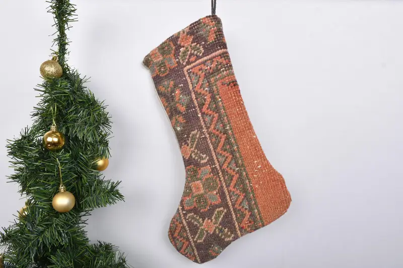 Patrón de adornos navideños, calcetín navideño personalizado de 7 pulgadas de ancho