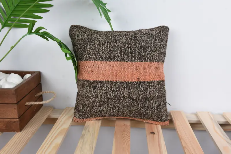 Pillow Cover, Home Decor Pillow, Turkish Rugs Cushion Cover, Gift Pillow, 12x12 Brown Pillow Case, Pillow for Sofa, Aesthetic Cushion Cover - 1