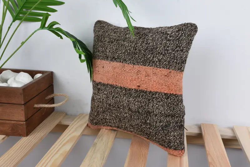 Pillow Cover, Home Decor Pillow, Turkish Rugs Cushion Cover, Gift Pillow, 12x12 Brown Pillow Case, Pillow for Sofa, Aesthetic Cushion Cover - 5