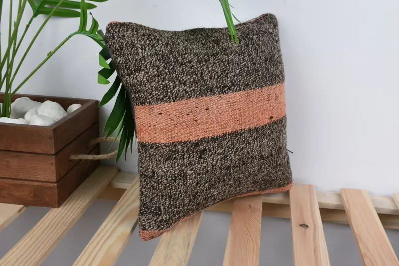 Pillow Cover, Home Decor Pillow, Turkish Rugs Cushion Cover, Gift Pillow, 12x12 Brown Pillow Case, Pillow for Sofa, Aesthetic Cushion Cover - 4