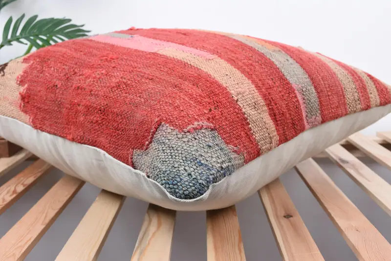Home Decor Pillow, Kilim Pillow Cover, Rustic Cushion Cover, 24x24 Red Pillow Cover, Kilim Cushion Sham, Cushion Cover, Chair Pillow Cover - 6