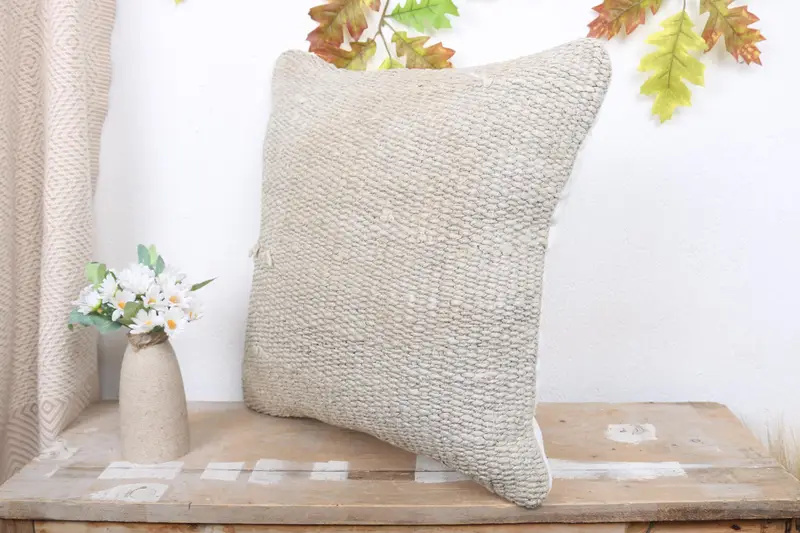Home Decor Pillow, 18x18 White Cushion Case, Pillow Case, Turkish Kilim Pillow, Vintage Kilim Pillow Cushion Cover, Turkish Pillow - 4