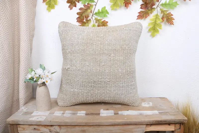 Home Decor Pillow, 18x18 White Cushion Case, Pillow Case, Turkish Kilim Pillow, Vintage Kilim Pillow Cushion Cover, Turkish Pillow - 1