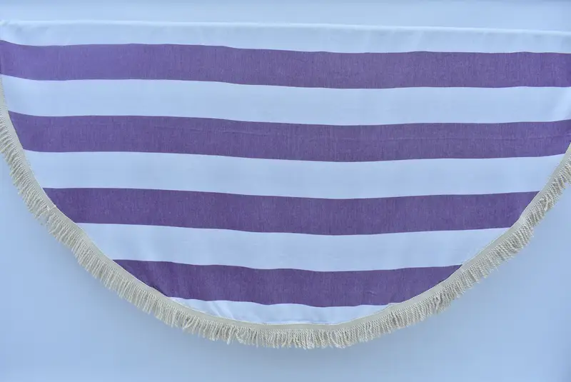 Round Purple Striped Turkish Towel, Bath Towel, 63x63 Inches