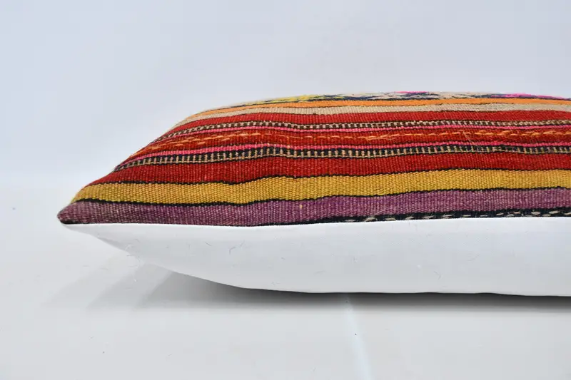 Kilim Pillow, Ethnical Kilim Rug Pillow, Pillow Case, Pillow for Couch, Hippie Throw Pillow, Sofa Cushion Cover, 16x36 Red Cushion - 5
