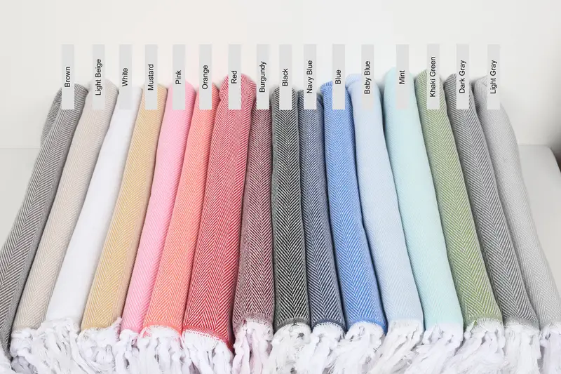 36x18 Cotton Herringbone Towel, Monogrammed Hand Towel, Decorative Towel, Summer Towel, Bridal Shower Favor, Monogram Hand Towel, Custom Hand Towel - 1