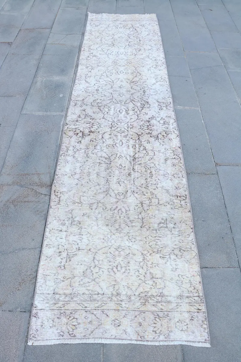 2,3x9,6 ft Bej Kamuflaj Halı, Şık Bej-Kahverengi Vurgulu