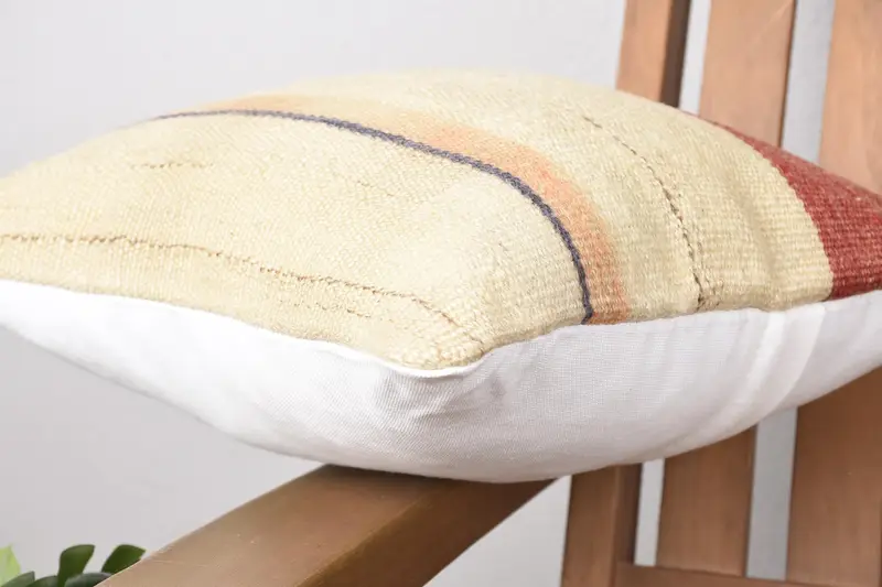 Turkish Rugs Pillow Sham, 12x12 Beige Pillow, Knitted Cushion Case, Turkish Kilim Pillow, Cushion Case, Pillow for Sofa, Turkish Pillow - 6