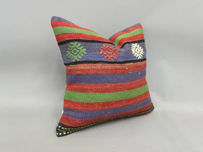 18x18 Purple Cushion Cover, Christmas Cushion Cover, Authentic Cushion, Gift Pillow, Kilim Pillow, Tribal Pillow, Turkish Pillow, Cushion - 2