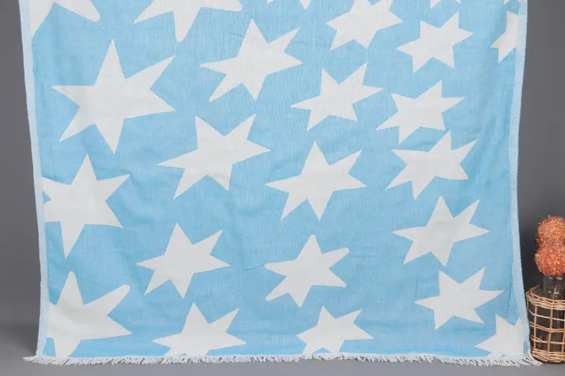 Personalized Dark Turquoise Star Towel, Custom Turkish Cotton, 36x67 Inches