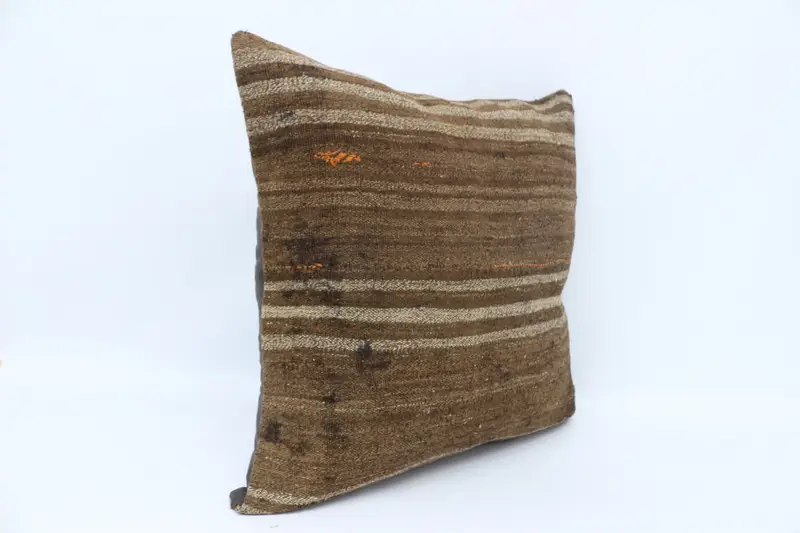 Vintage Kilim Throw Pillow, 28x28 Brown Cushion Case, Floor Pillow, Luxury Pillow Sham, Vintage Pillow, Cushion, Kilim Pillow Cover - 3