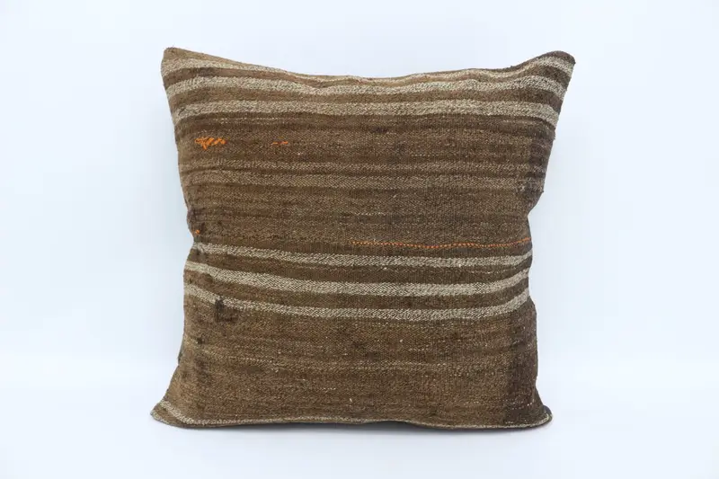 Vintage Kilim Throw Pillow, 28x28 Brown Cushion Case, Floor Pillow, Luxury Pillow Sham, Vintage Pillow, Cushion, Kilim Pillow Cover - 1