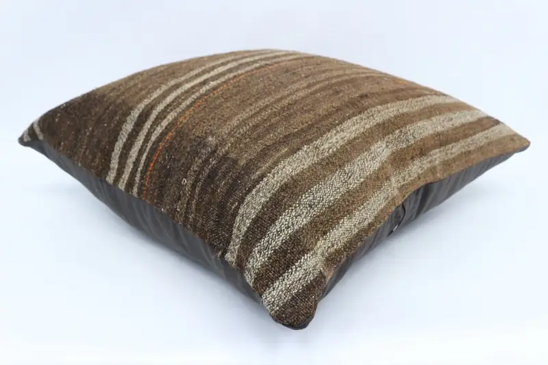 Vintage Kilim Throw Pillow, 28x28 Brown Cushion Case, Floor Pillow, Luxury Pillow Sham, Vintage Pillow, Cushion, Kilim Pillow Cover - 6