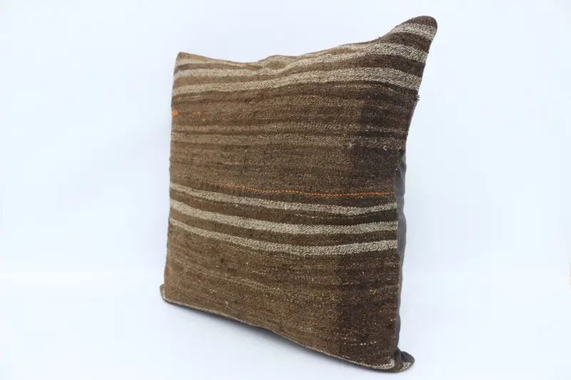 Vintage Kilim Throw Pillow, 28x28 Brown Cushion Case, Floor Pillow, Luxury Pillow Sham, Vintage Pillow, Cushion, Kilim Pillow Cover - 4