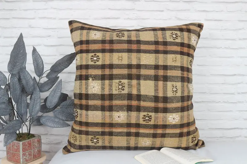Authentic Pillow Case, 28x28 Yellow Pillow, Kilim Cushion Sham, Gift Pillow, Personalized Gift Pillow Pillow Cover, Pillow for Sofa, Pillow Cover - 2