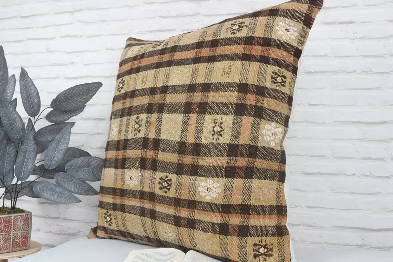 Authentic Pillow Case, 28x28 Yellow Pillow, Kilim Cushion Sham, Gift Pillow, Personalized Gift Pillow Pillow Cover, Pillow for Sofa, Pillow Cover - 4