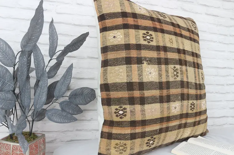 Authentic Pillow Case, 28x28 Yellow Pillow, Kilim Cushion Sham, Gift Pillow, Personalized Gift Pillow Pillow Cover, Pillow for Sofa, Pillow Cover - 3