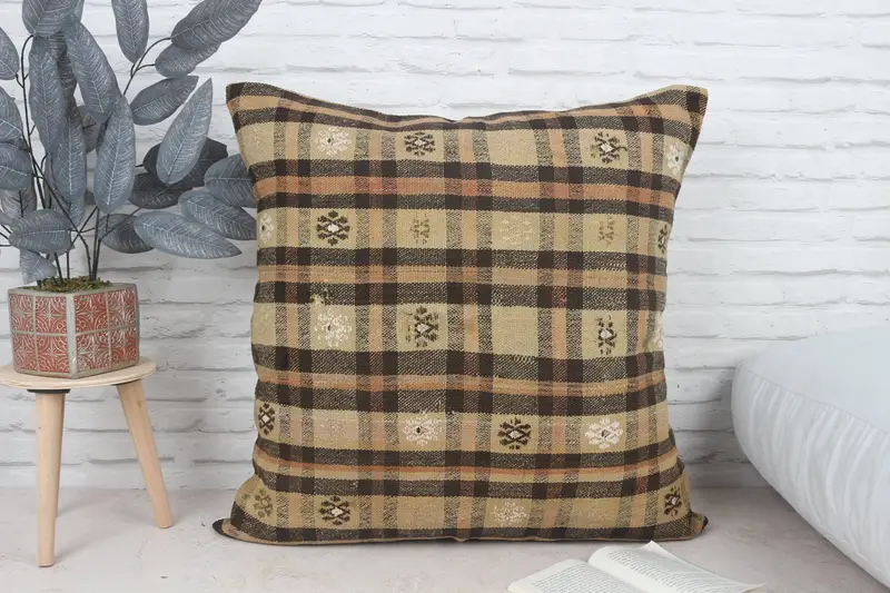 Authentic Pillow Case, 28x28 Yellow Pillow, Kilim Cushion Sham, Gift Pillow, Personalized Gift Pillow Pillow Cover, Pillow for Sofa, Pillow Cover - 1