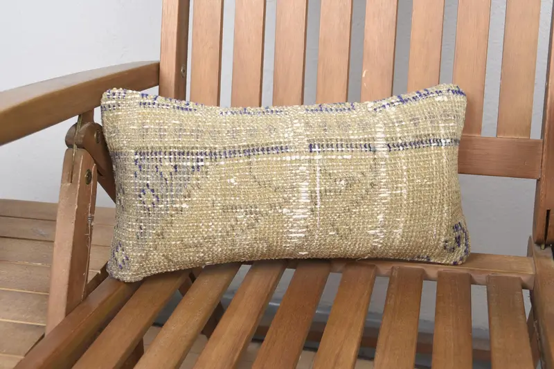 Cushion, 8x16 Beige Cushion, Vintage Kilim Pillow, Kilim Cushion Sham, Outdoor Cushion Case, Bright Pillow Cover, Interior Designer Pillow - 1