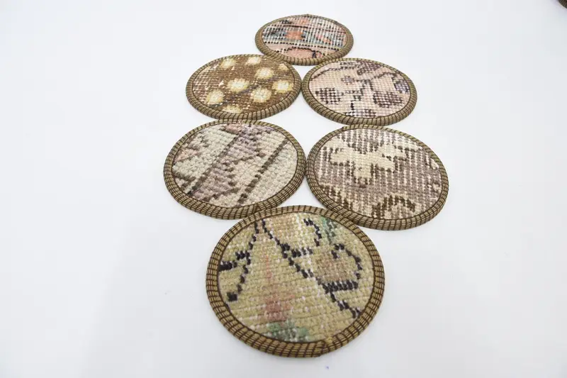 Bohemian Round Coaster, Brown and Beige Ethnic Coaster