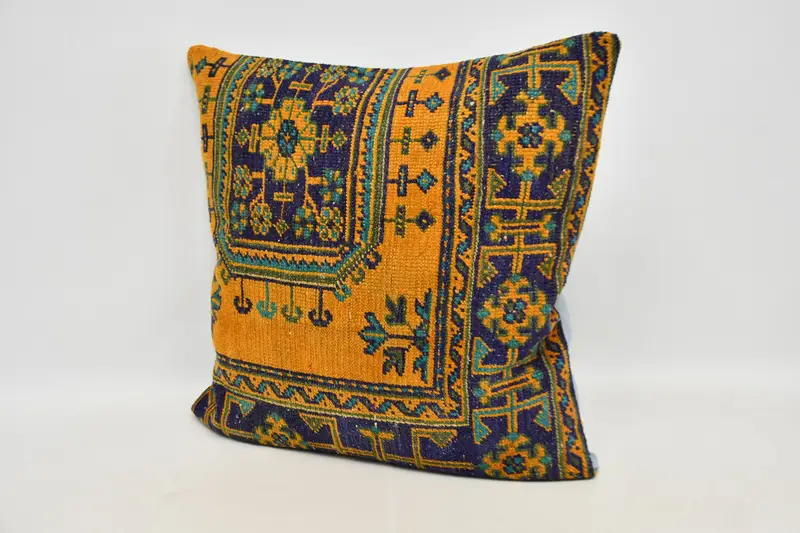 Cushion Case, Armchair Cushion, Christmas Pillow Sham, Vintage Pillow, Pillow for Couch, Kilim Pillow Cover, 32x32 Orange Pillow Case, Aztec Pillow - 4