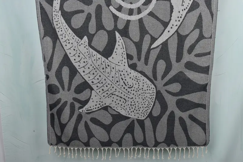 Monogrammed Beach Towel Whale Design Navy Cotton, 40x71 Inches