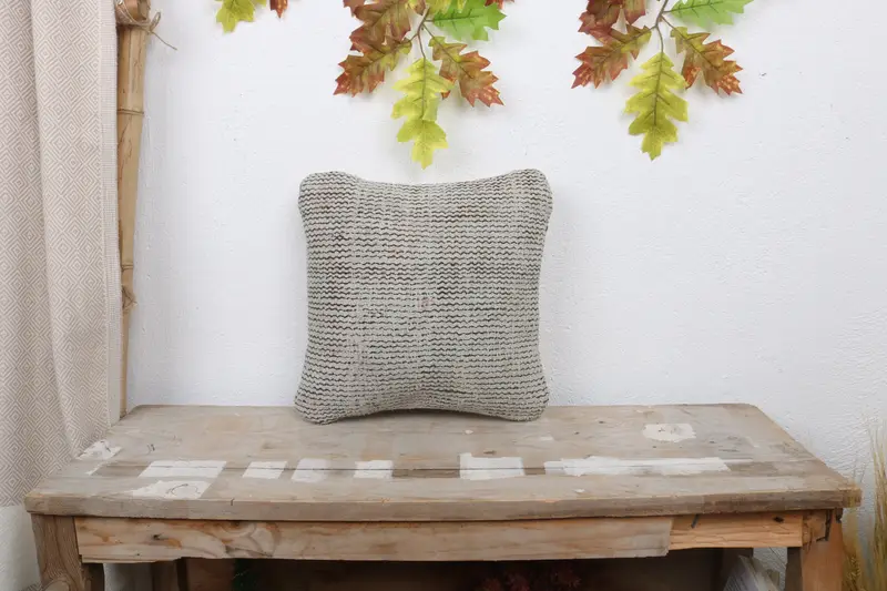 Boho Pillow Sham Cover, 12x12 Brown Cushion Case, Vintage Pillow, Decorative Pillow Cover, Turkish Kilim Pillow, Cushion Cover - 1