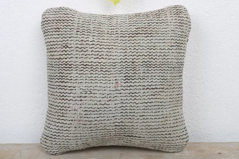 Boho Pillow Sham Cover, 12x12 Brown Cushion Case, Vintage Pillow, Decorative Pillow Cover, Turkish Kilim Pillow, Cushion Cover - 2