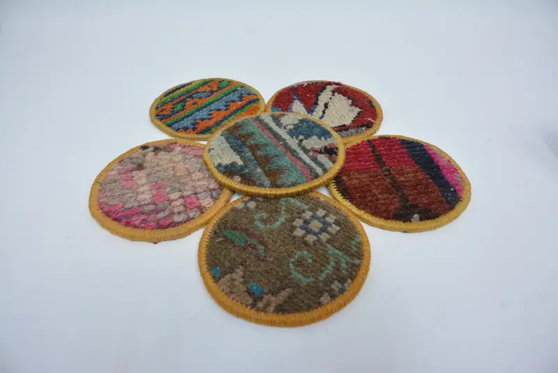 Posavasos redondo bohemio, posavasos antideslizante verde y marrón