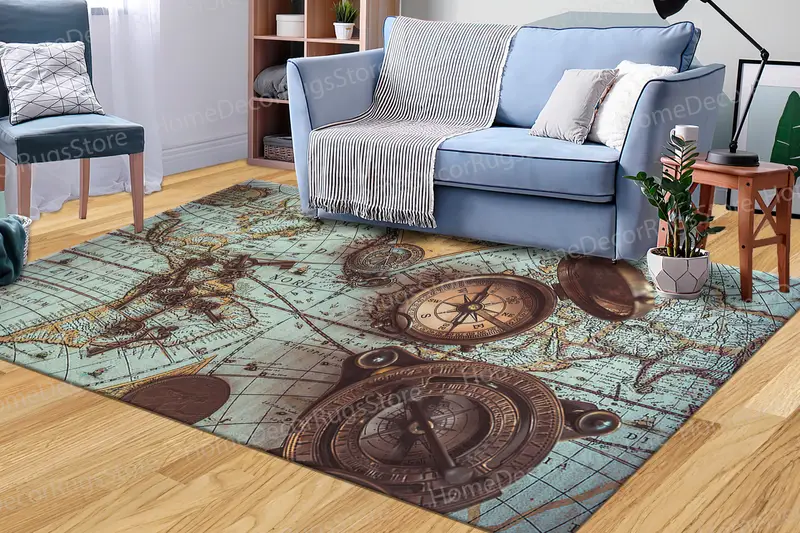 ヴィンテージ世界地図プリントラグ: エレガント、モダン、そしてユニーク