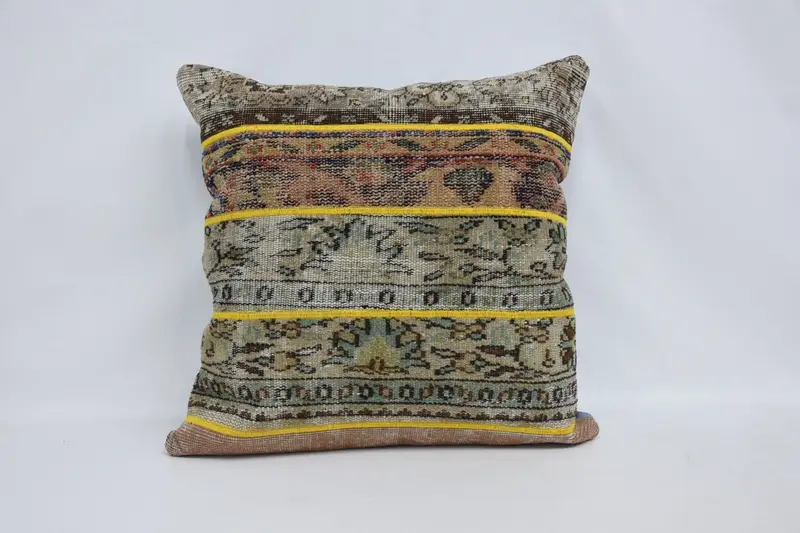 Pillow Case, Kilim Cushion Sham, Christmas Cushion Case, Boho Pillow, Kilim Pillow, 28x28 Beige Pillow Case, Designer Throw Pillow - 1