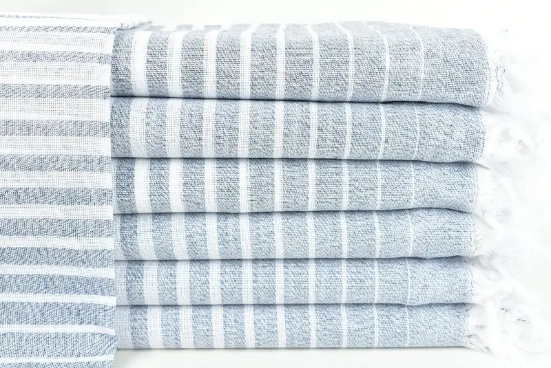 Personalized Beach Towel White-Navy Blue Stripes, 40x69 Inches