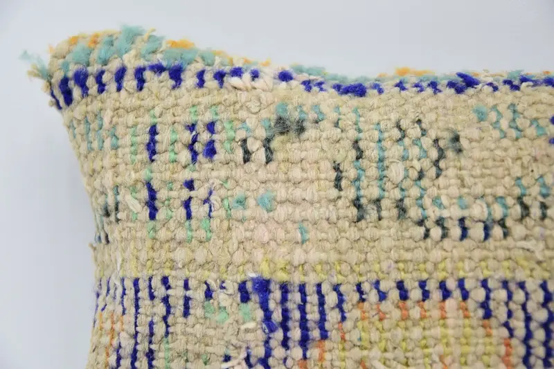 Gift Pillow, Rustic Cushion Case, Turkish Pillow, Pillow Cover, Pattern Throw Pillow Sham, 8x16 Blue Pillow, Handmade Kilim Cushion - 2