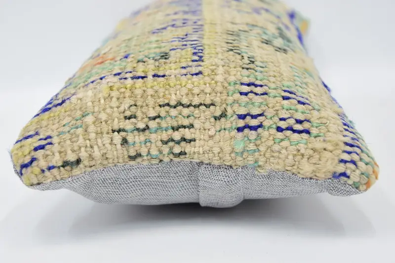 Gift Pillow, Rustic Cushion Case, Turkish Pillow, Pillow Cover, Pattern Throw Pillow Sham, 8x16 Blue Pillow, Handmade Kilim Cushion - 5
