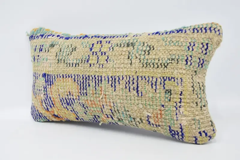 Gift Pillow, Rustic Cushion Case, Turkish Pillow, Pillow Cover, Pattern Throw Pillow Sham, 8x16 Blue Pillow, Handmade Kilim Cushion - 4