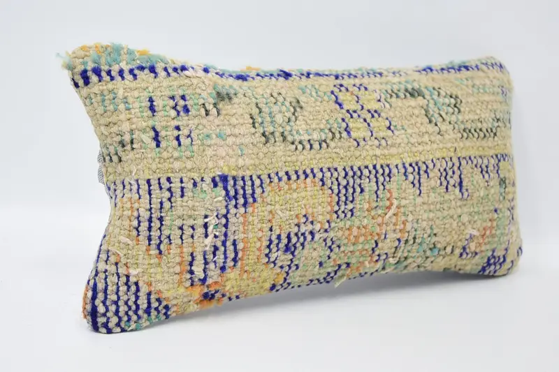 Gift Pillow, Rustic Cushion Case, Turkish Pillow, Pillow Cover, Pattern Throw Pillow Sham, 8x16 Blue Pillow, Handmade Kilim Cushion - 3