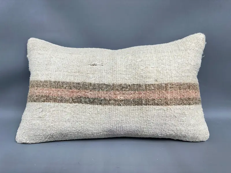 Throw Kilim Pillow, Kilim Pillow Cover, 12x20 Beige Pillow Cover, Personalized Gift Pillow Pillow Sham, Ethnical Kilim Rug Pillow, Cushion Case - 4